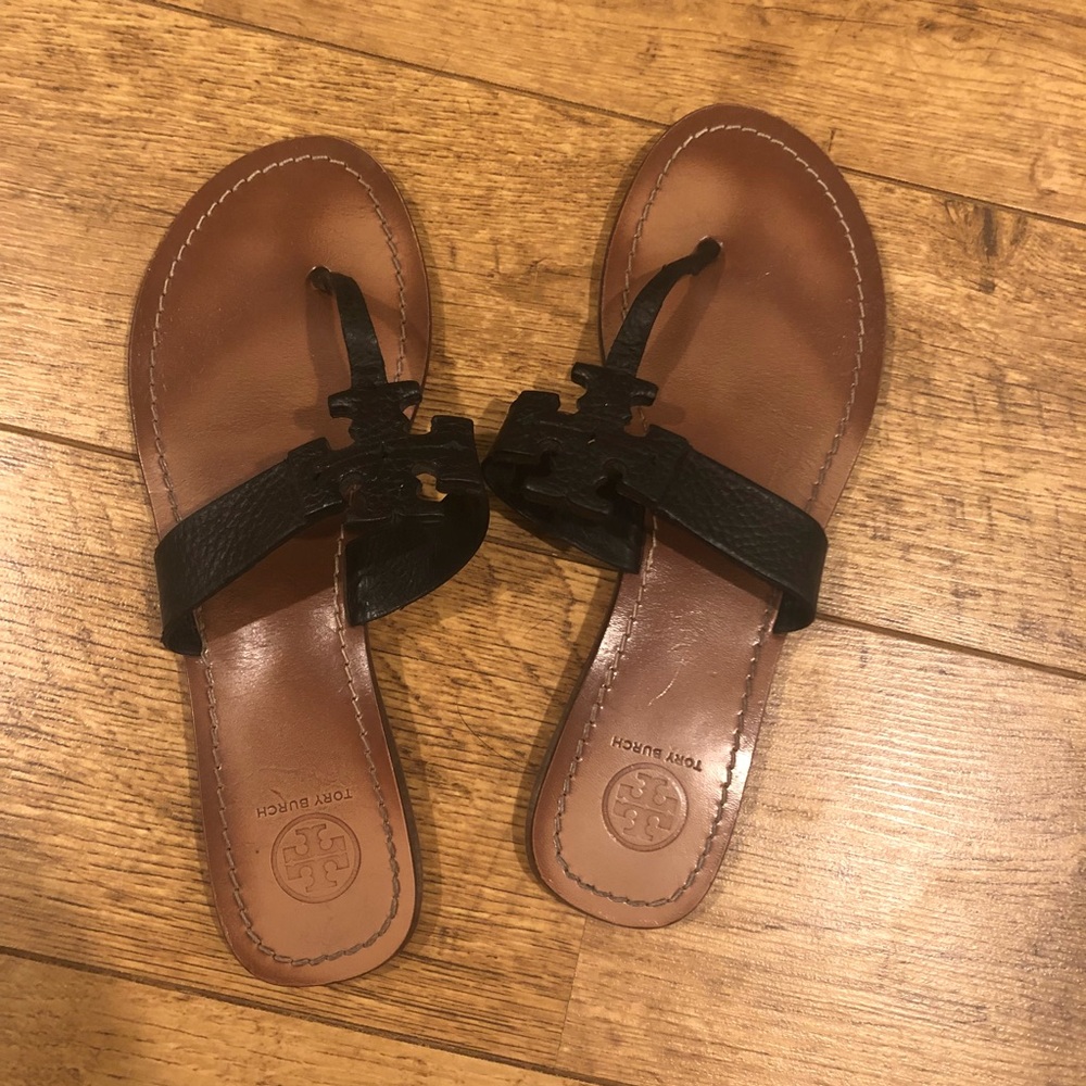 Tori Burch Sandals Black Leather